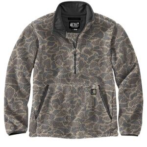 Carhartt Loose-Fit Quarter-Zip Fleece Pullover for Men - Khaki Vintage Camo - L